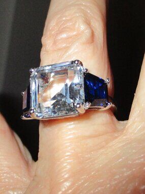 Heidi Daus "Tiered Tapestry" Necklace  and Sapphire Sterling Ring size 8  NEW